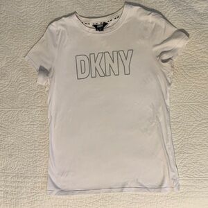 DKNY White Short Sleeve Tee with Silver Logo